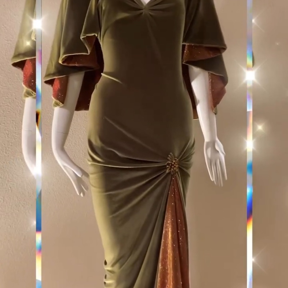 Chic Olive and Gold Dress